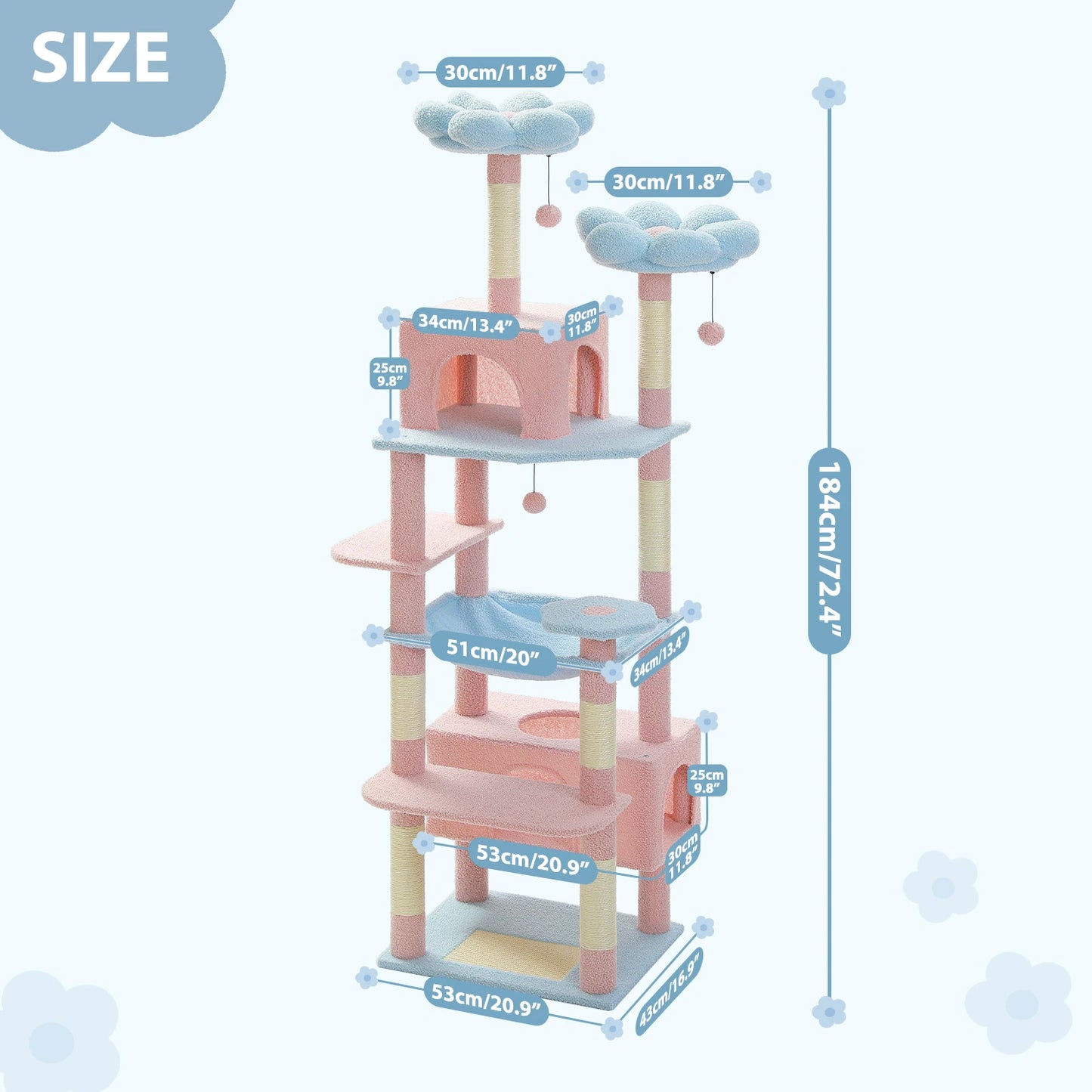 PETEPELA Cat Tree Tower For Indoor Cats With Sisal Covered Scratching Posts