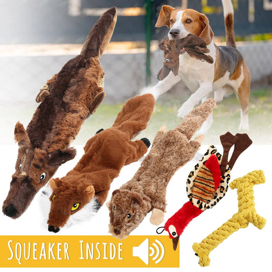 Crinkle Squeaky Plush Dog Toys No Stuffing Pack of 5