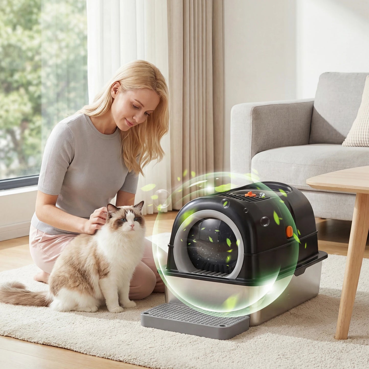Durable Fully Enclosed Stainless Steel Cat Litter Box