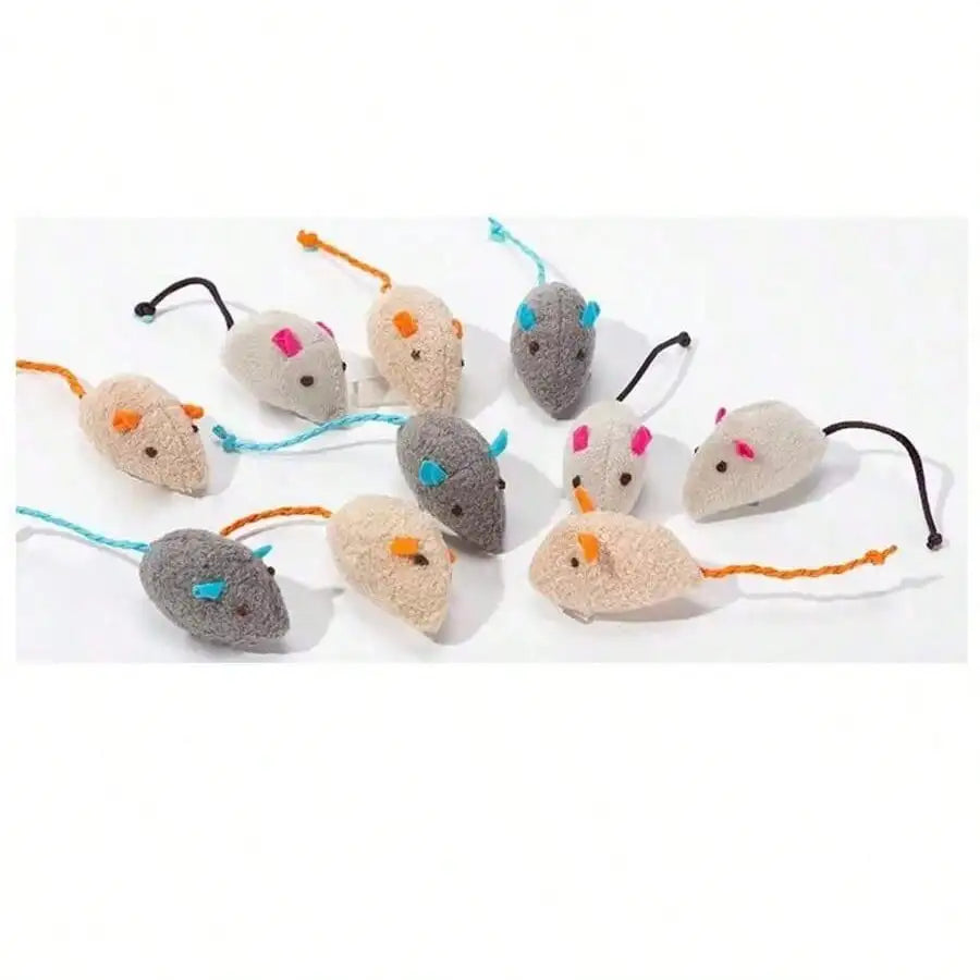 Interactive Fleece Cat Mouse Toy With Squeaking Rattle For Indoor Use