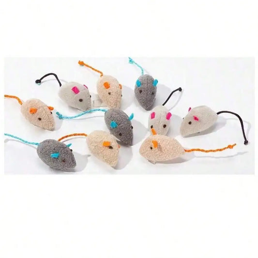 Interactive Fleece Cat Mouse Toy With Squeaking Rattle For Indoor Use
