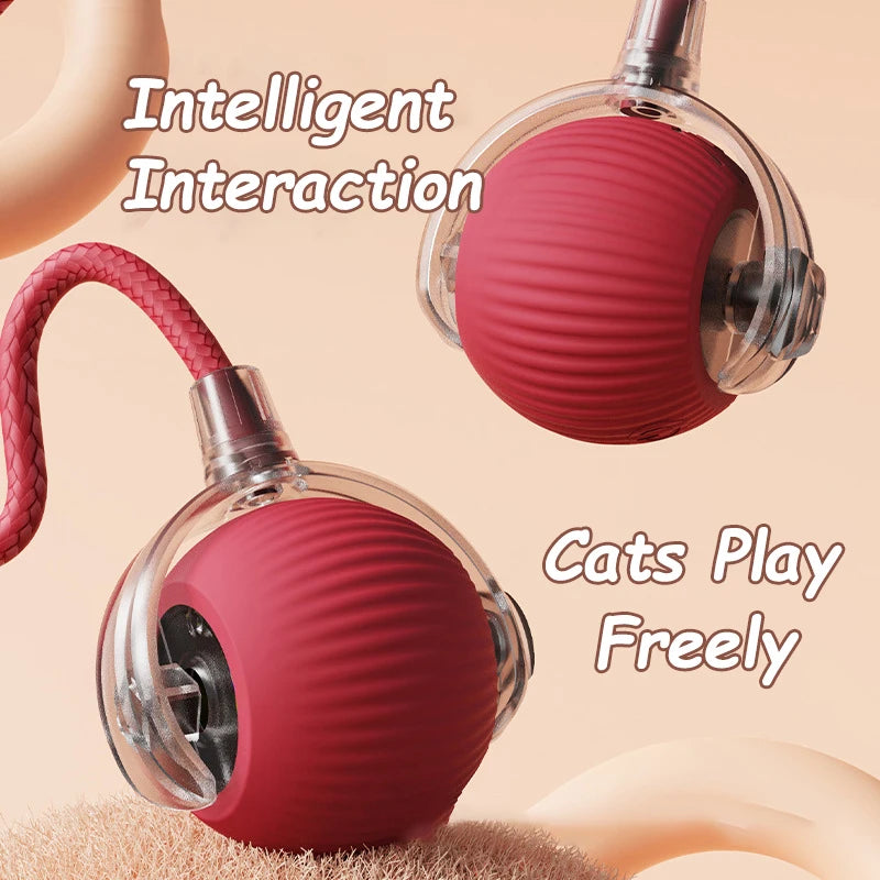 Cat Interactive Ball Toy Automatic Rolling Faux Tail Rechargeable Smart Pet Toy