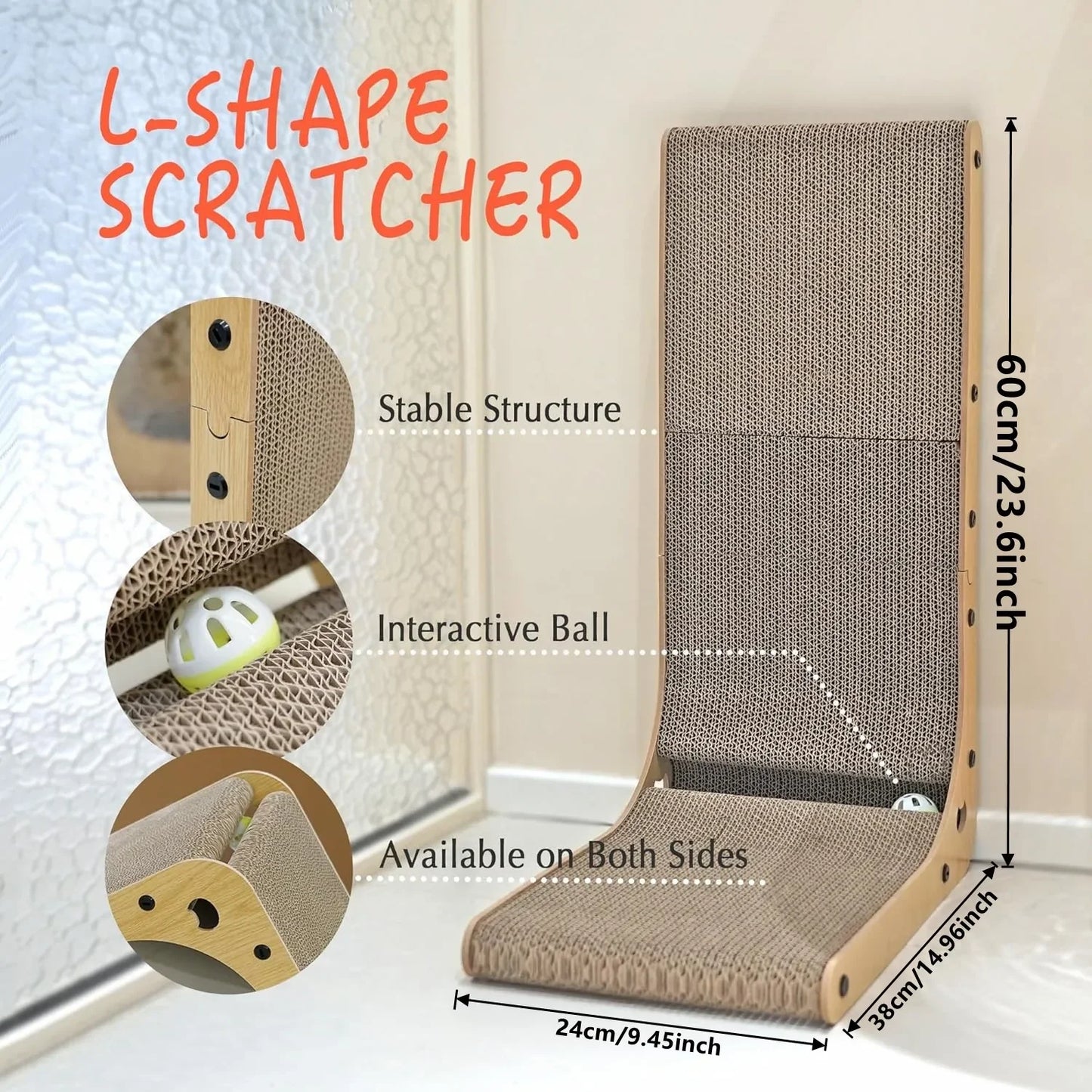 L Shape Cat Scratching Post Indoor Cardboard Furniture Protector