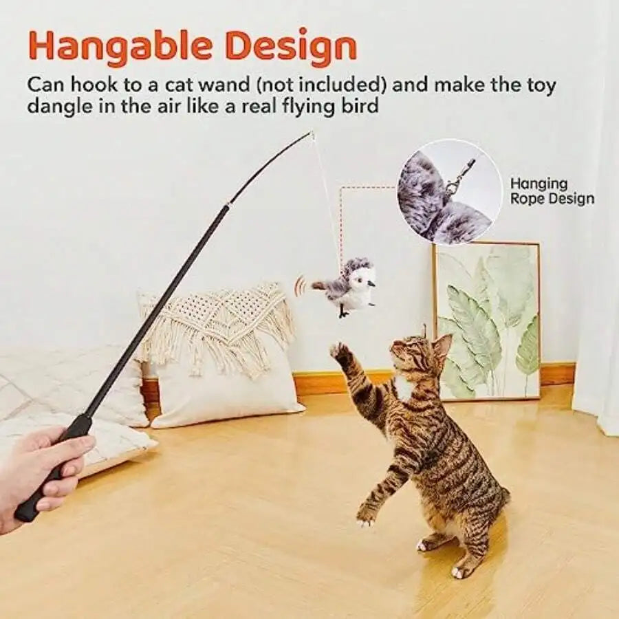 Interactive Cat Toy With Hanging Rope And Chirping Bird