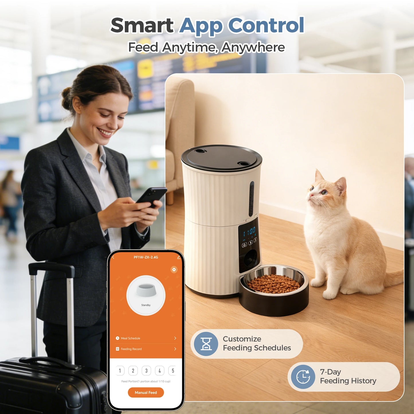 Automatic WiFi Cat Feeder With App Control And Timer