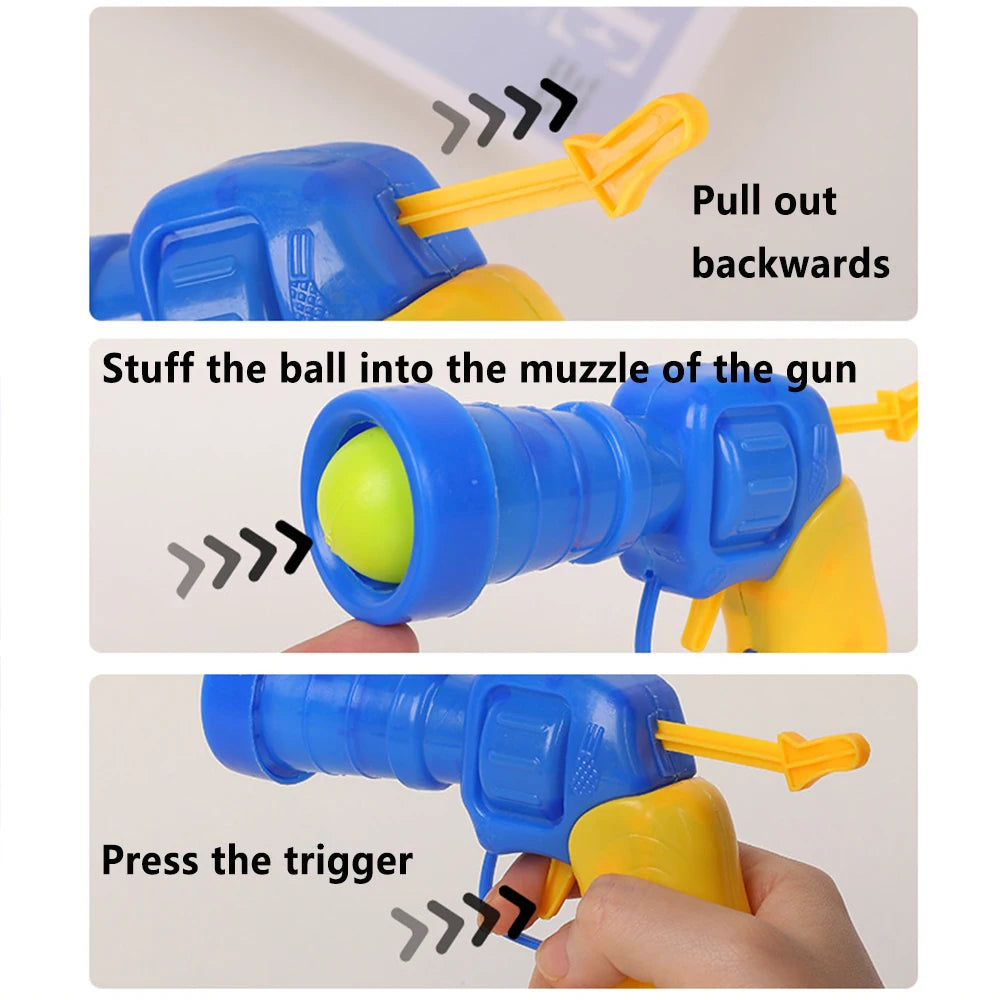 Interactive Cat Plush Ball Shooting Gun Launcher Toy
