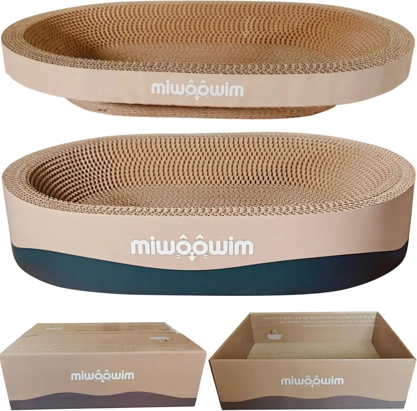 Cat Scratcher Set Cardboard Oval Beds For Indoor Cats