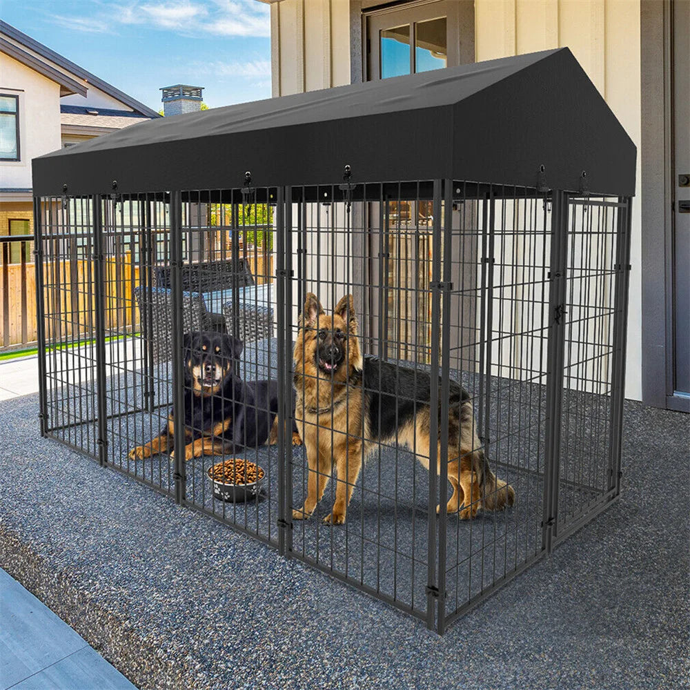 BORWART Heavy Duty Dog Kennel Welded Metal Playpen with Roof