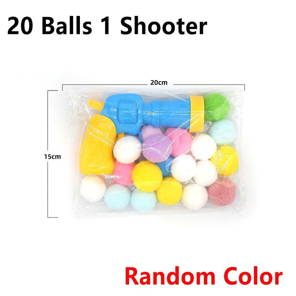 Interactive Cat Plush Ball Shooting Gun Launcher Toy