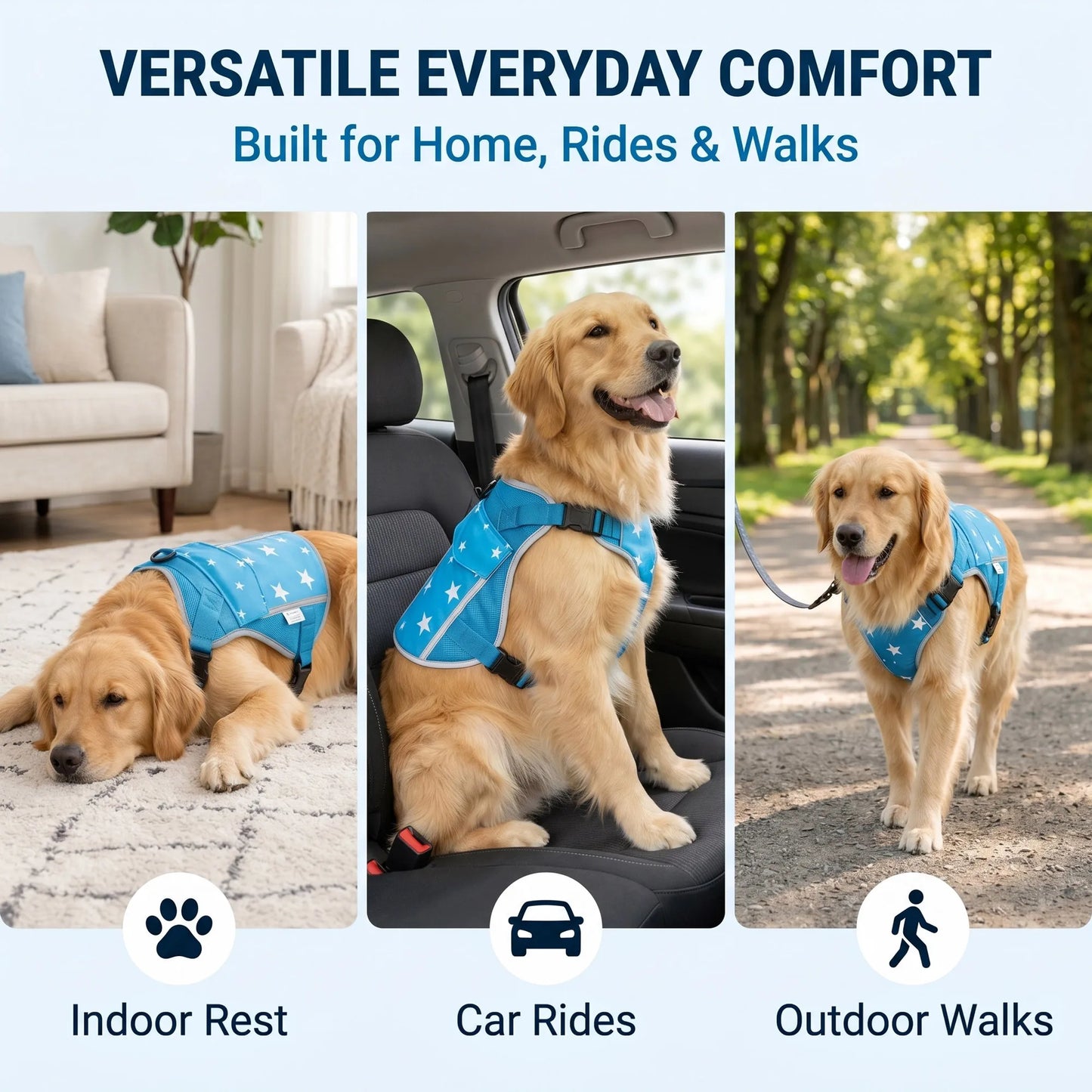 Dog Cooling Vest Harness Jacket With Freeze Activated Packs