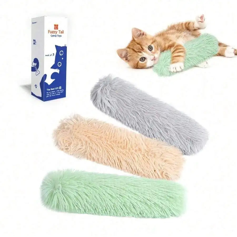 Premium Soft Plush Cat Toy Set 3 Pack Kicker Catnip