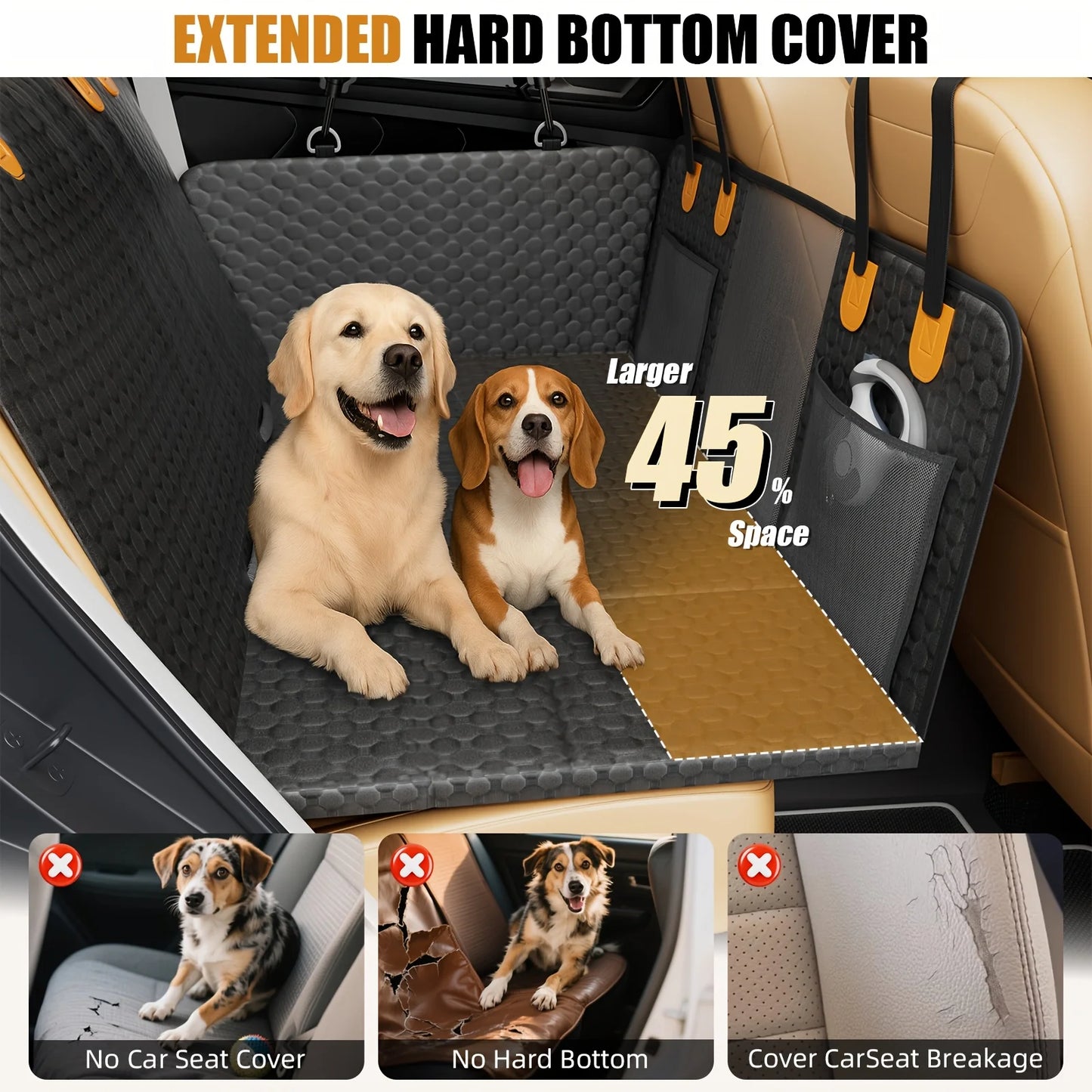 Nonecn Dog Back Seat Extender Car Hammock Cover Waterproof