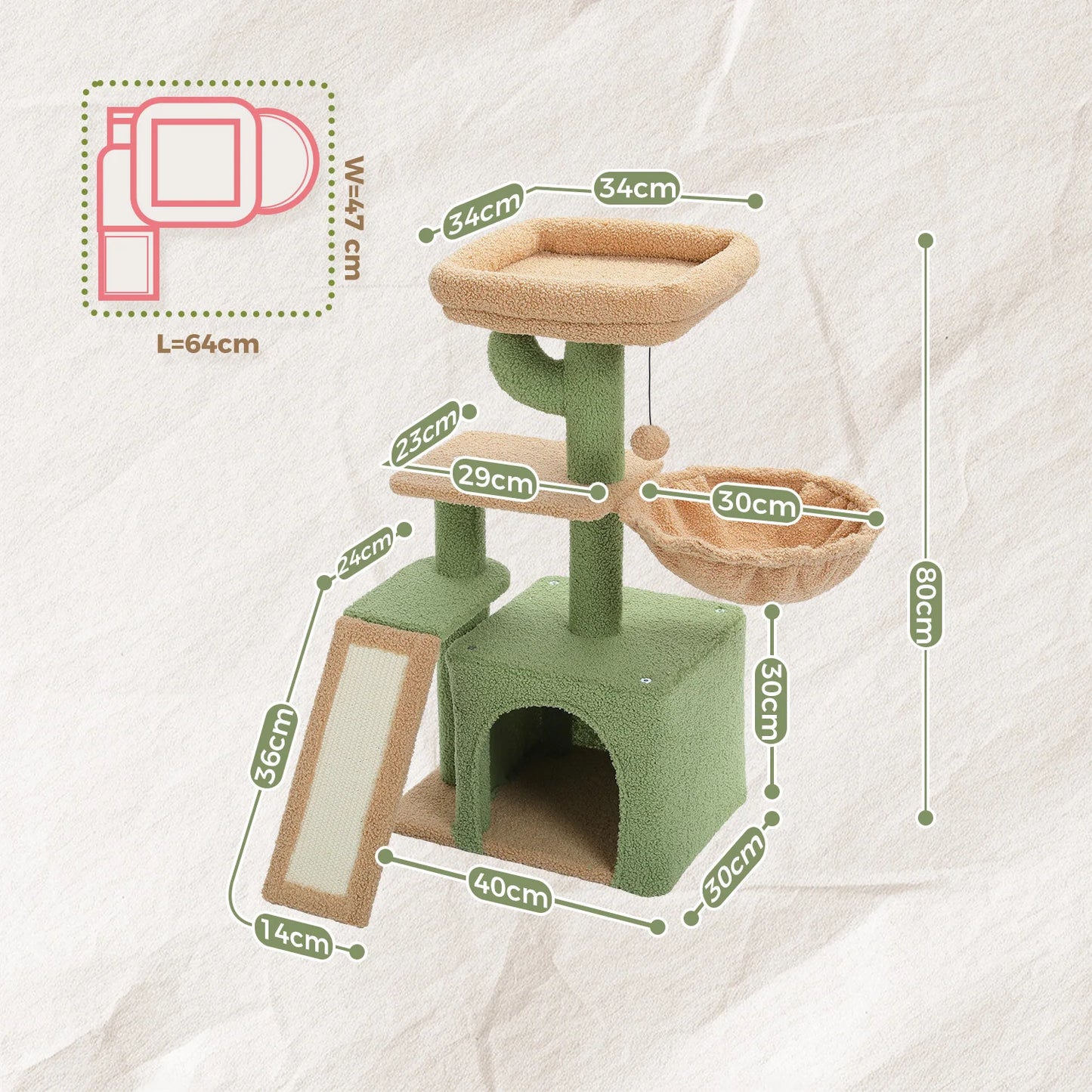 PAWZ Road Three Tier Cat Tree For Indoor Cats Scratching