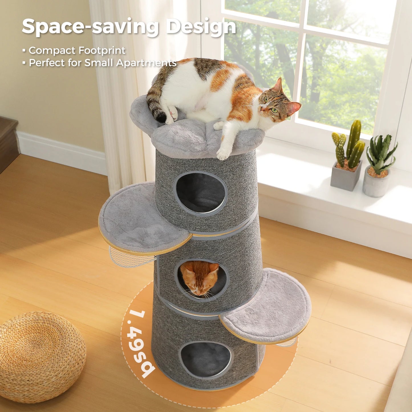 PAWZ Road Modern Cat Tree With Condos And Flower Perch