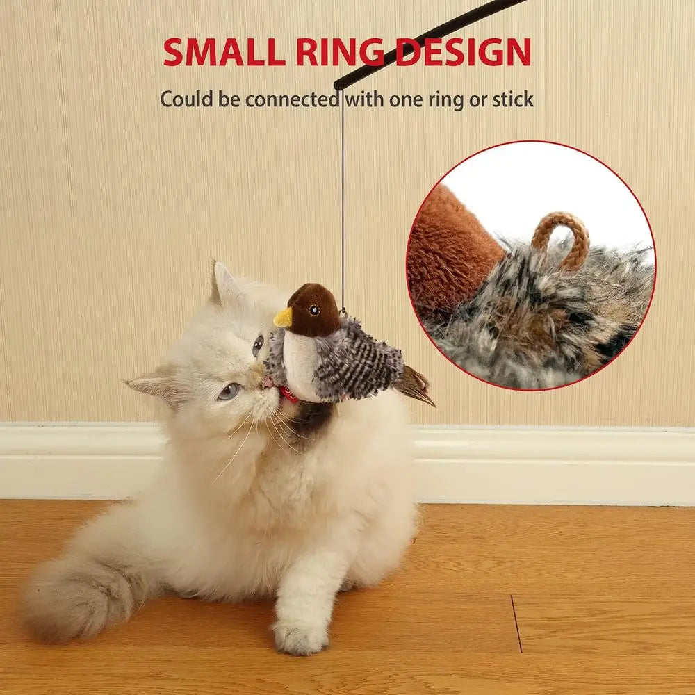 Interactive Cat Toy Bird Squeaky Chirping With Feather Tail