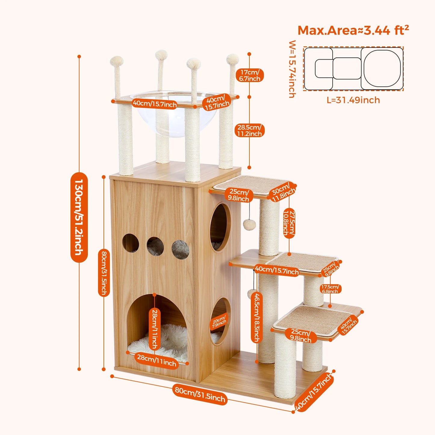 Pawz Multi Level Cat Tree With Scratching Posts And Hammock