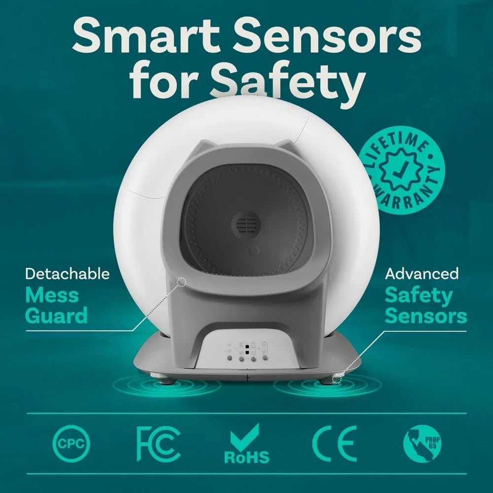 Self Cleaning Litter Box With Auto Safety Sensors For Cats