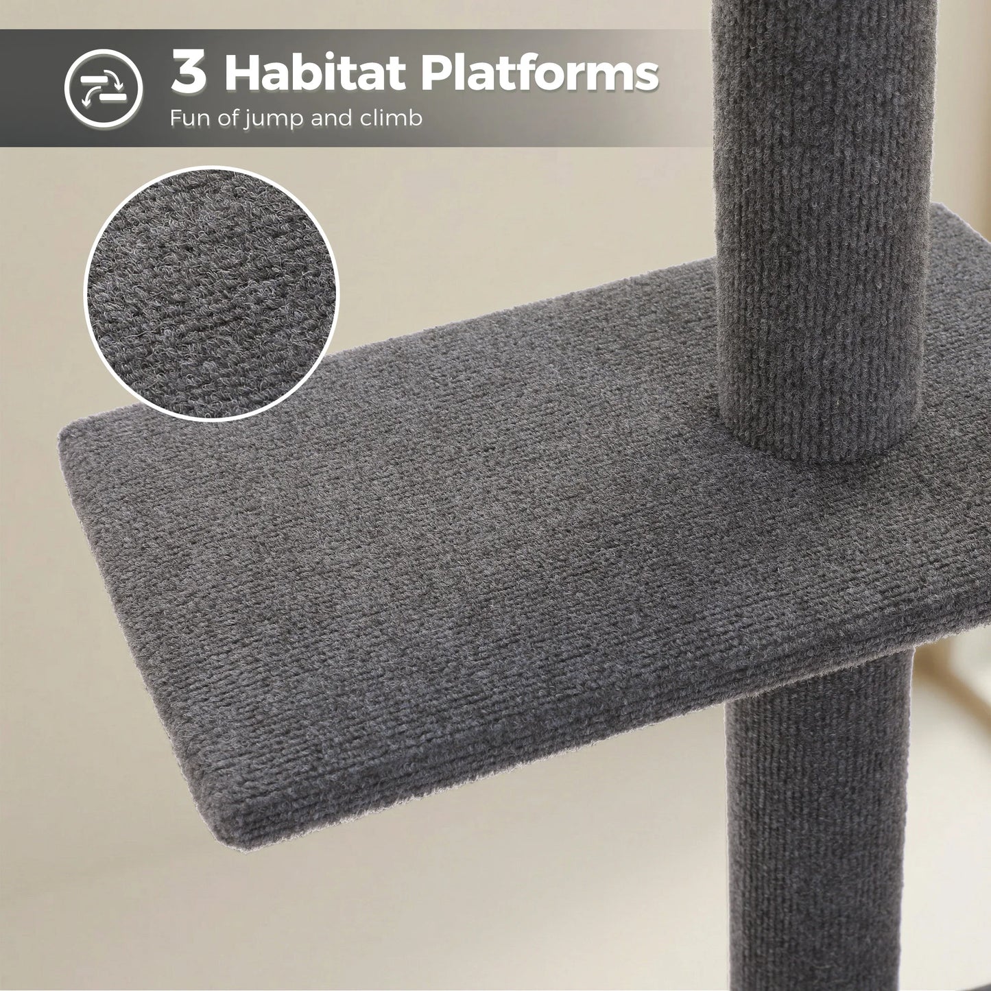 PAWZ Road Floor To Ceiling Cat Tower Adjustable Cat Tree With Scratching Posts