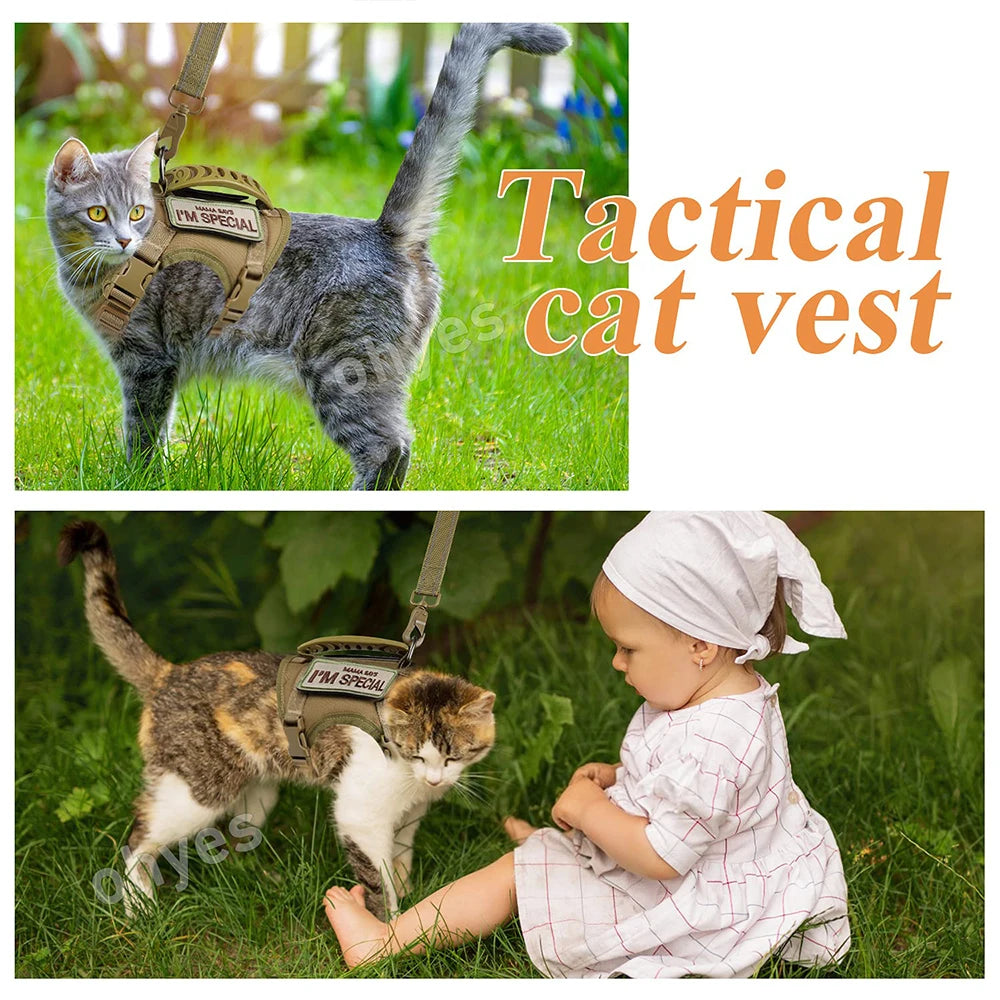 PETRAVEL Tactical Cat Harness With Leash Set Escape Proof