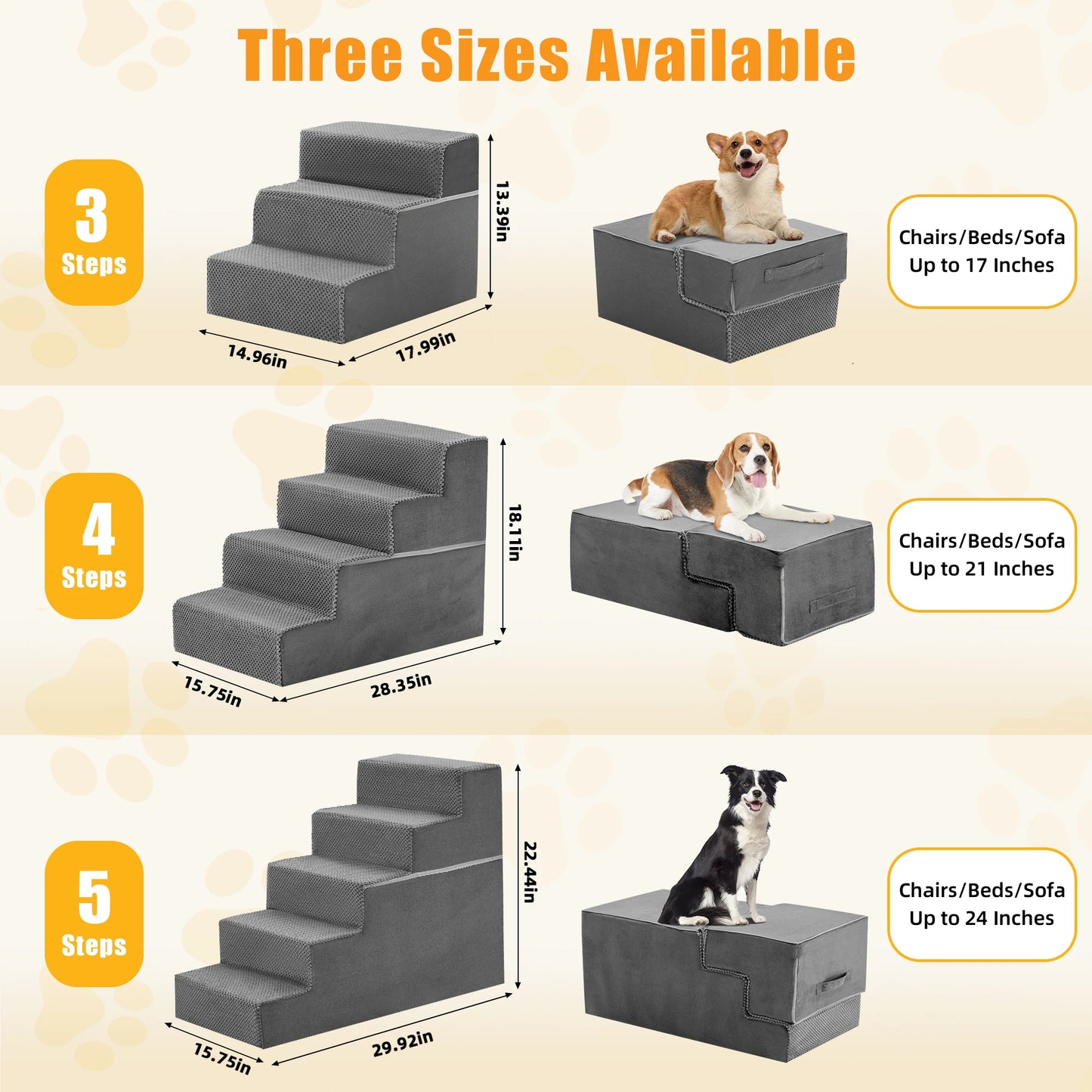 Three To Five Right Angled FoamNonSlip Dog Staircase Ramp