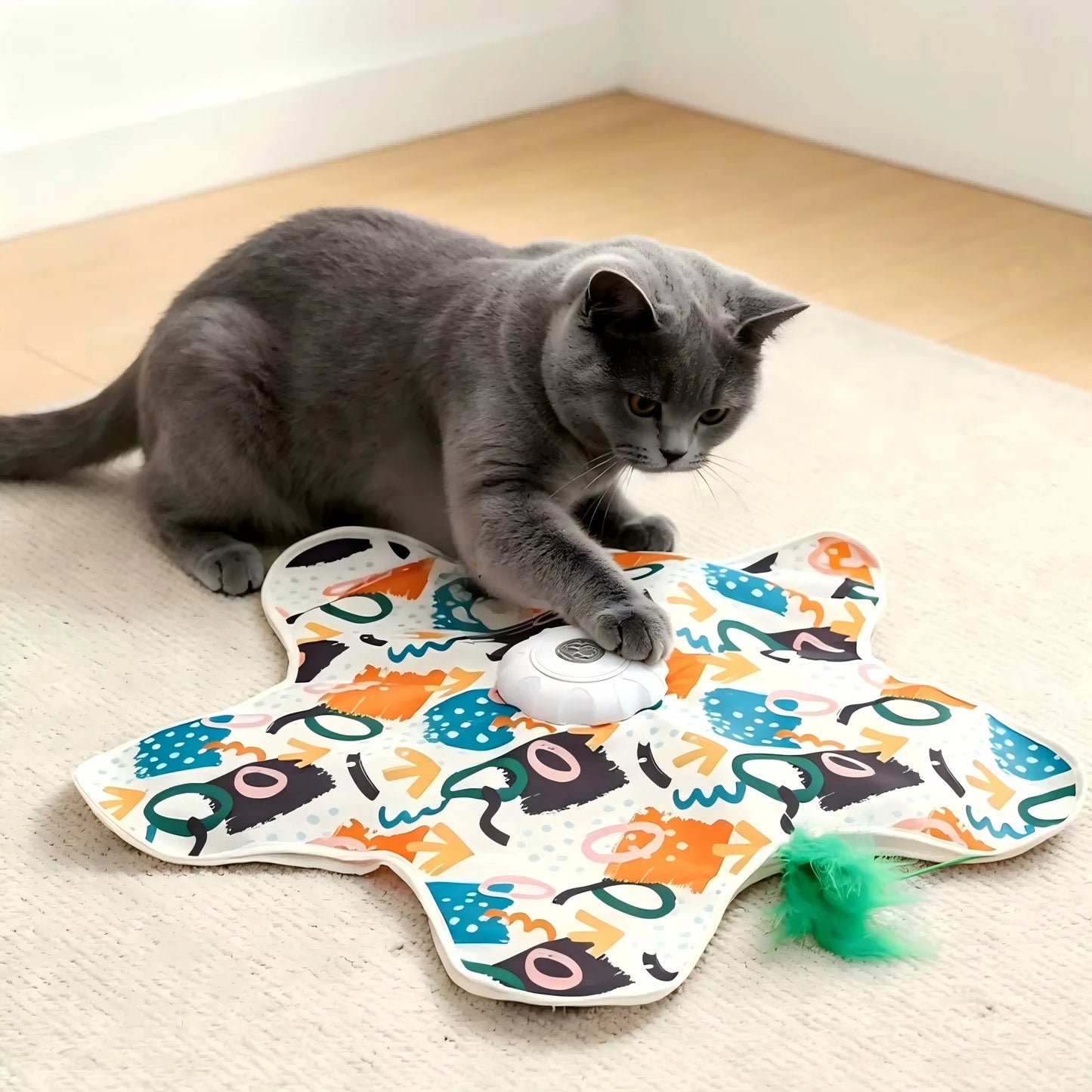 Automatic Interactive Cat Toy Hide And Seek Moving Feather Chirp