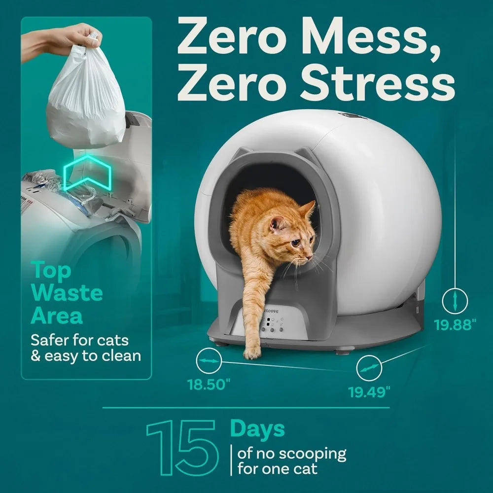 Self Cleaning Litter Box With Auto Safety Sensors For Cats