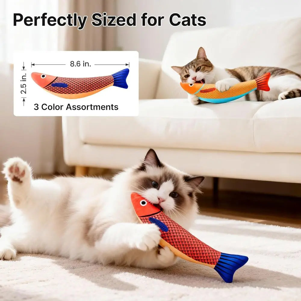 Cat Toys 3 Pack Catnip Crinkle Plush Soft Durable Interactive