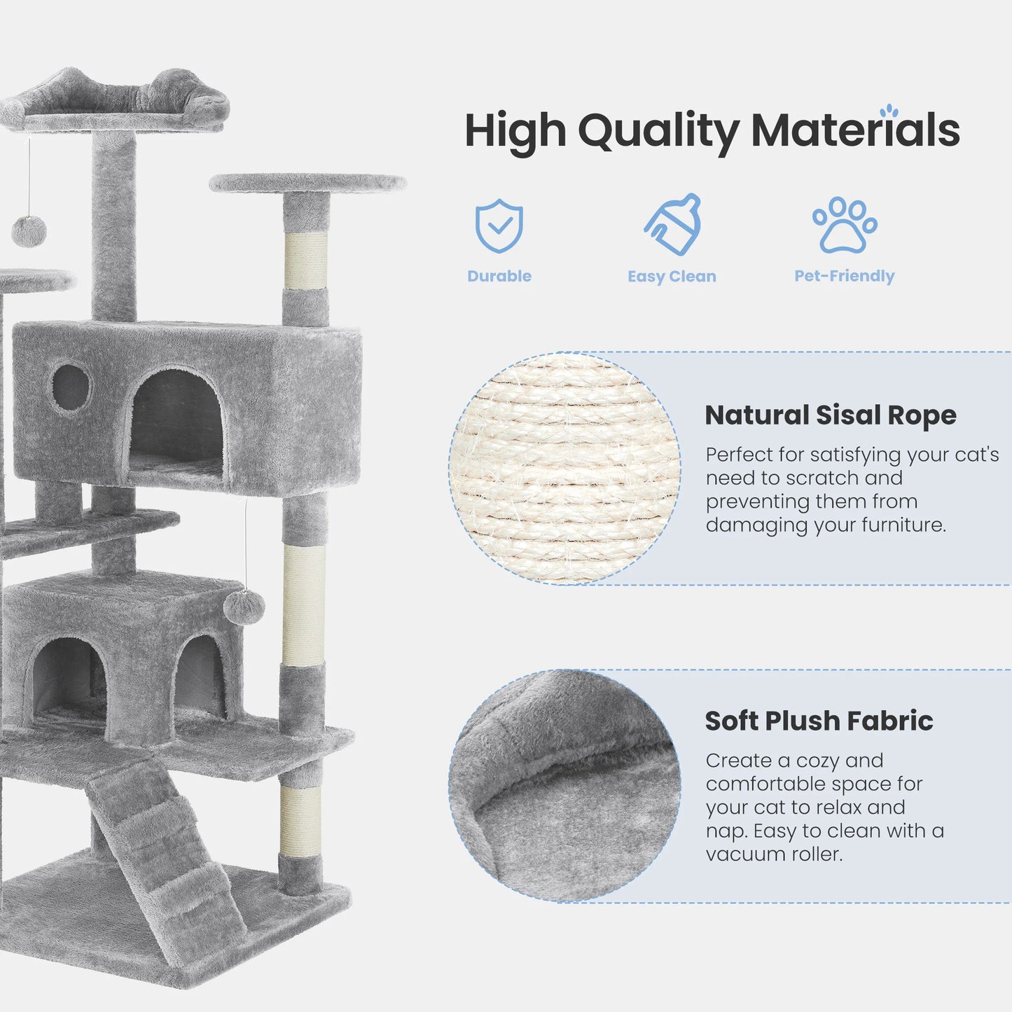 MCQ Indoor Cat Tree Tower Multi-Level With Sisal Scratching Post