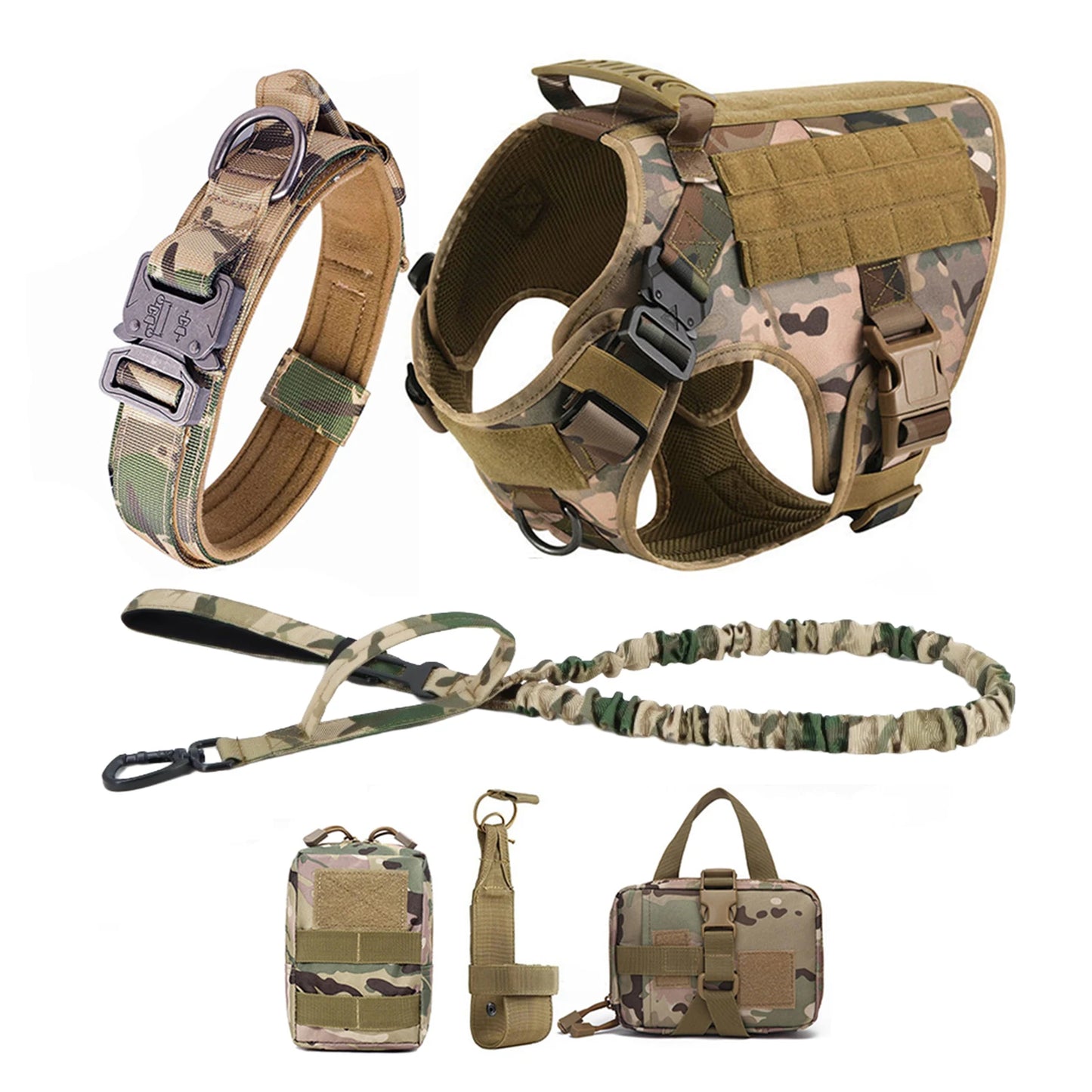 Rugged Tactical Dog Harness Vest With Molle Pouches For Dogs