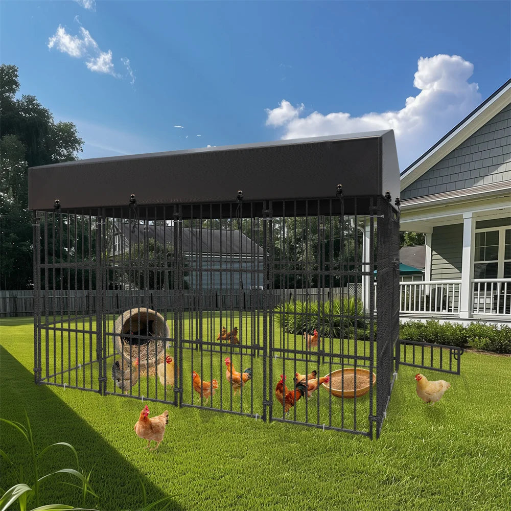 BORWART Heavy Duty Dog Kennel Welded Metal Playpen with Roof