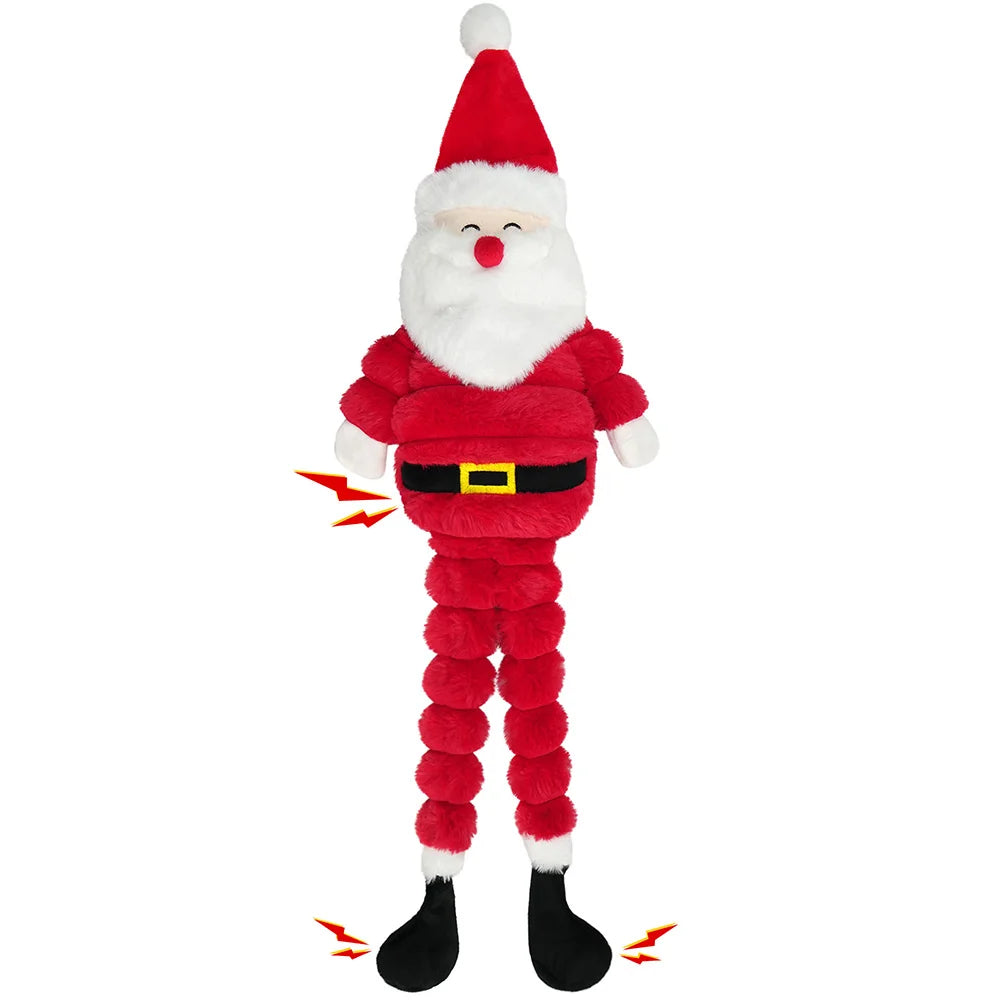 Santa Claus Plush Dog Toy Squeaky Crinkle Christmas Decoration
