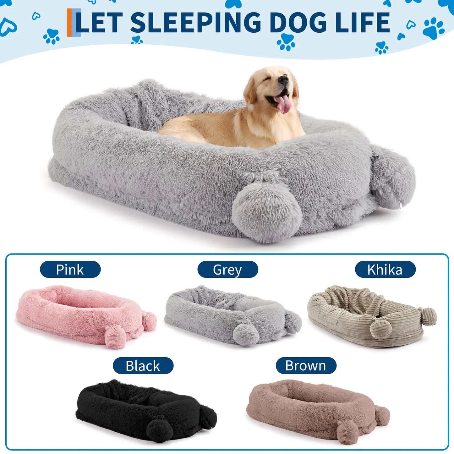 HiMISSCN Dog Bed With Removable Cover Blanket And Storage Pockets