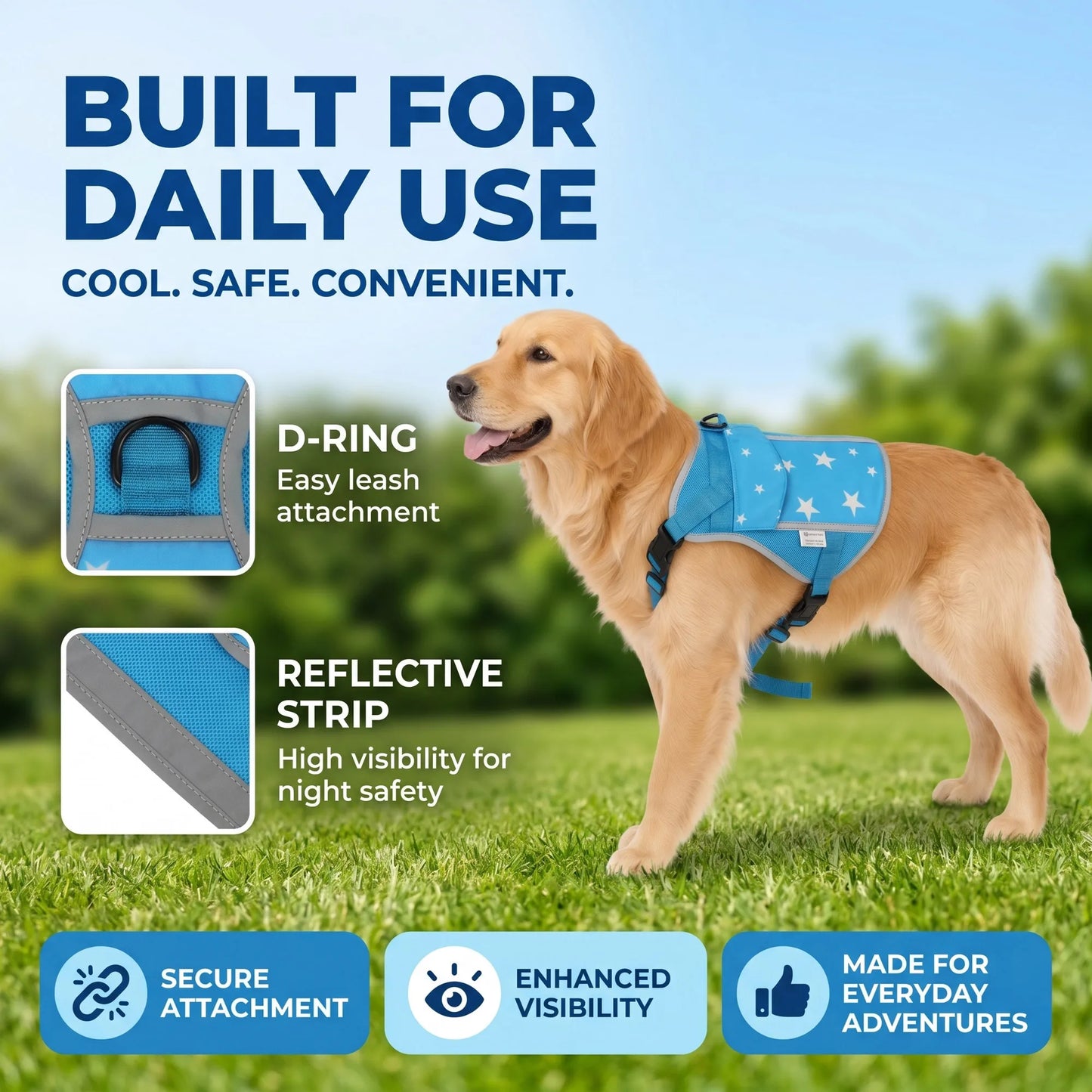 Dog Cooling Vest Harness Jacket With Freeze Activated Packs