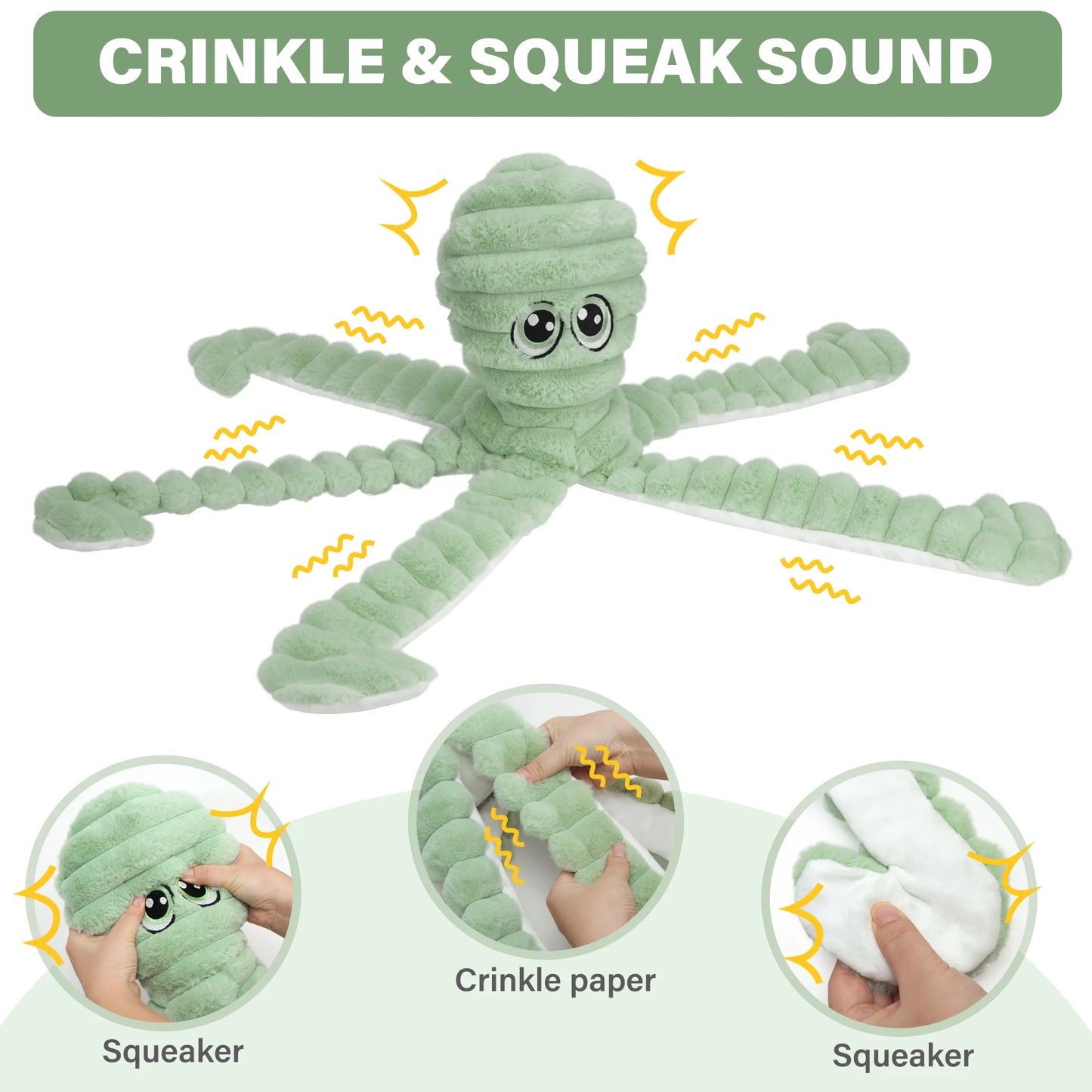 Octopus Design Plush Squeaky Dog Chew Toy for Small Dogs