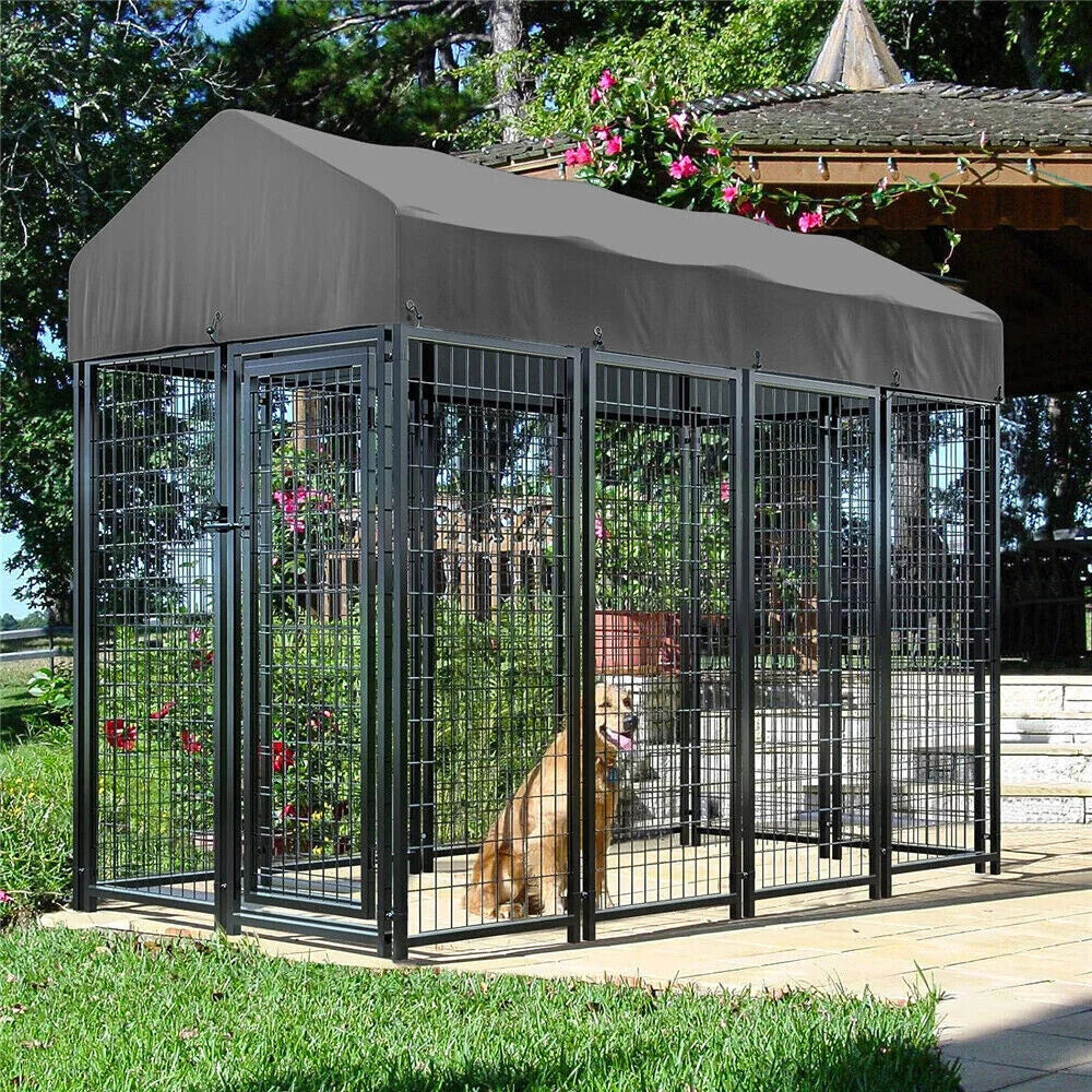 BORWART Heavy Duty Dog Kennel Welded Metal Playpen with Roof