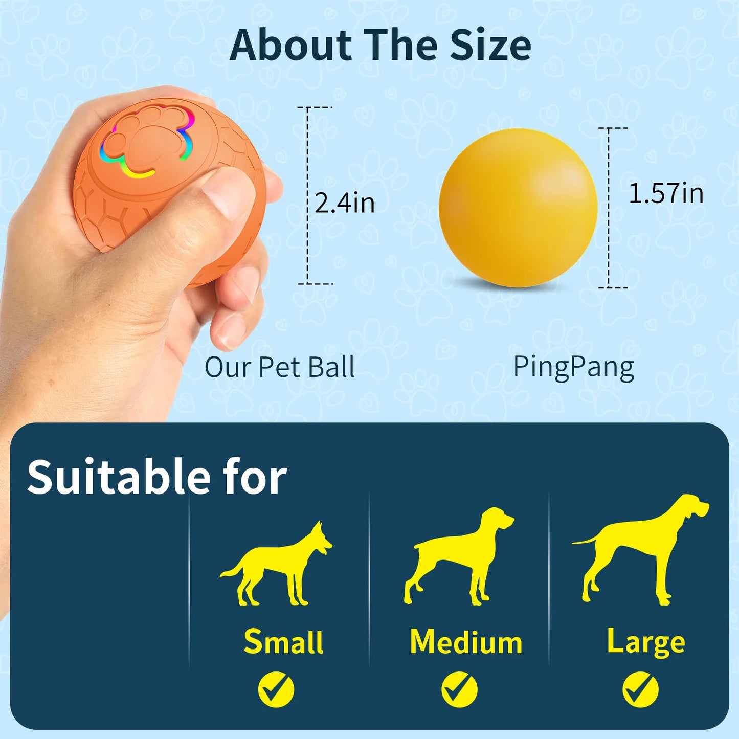 Electronic Interactive Dog Bouncing Ball With USB Charging RGB Lights