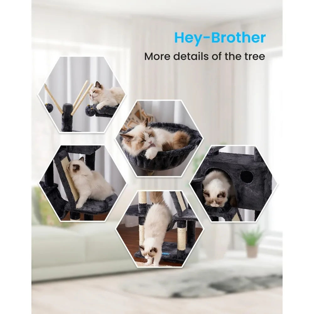 NBVCX Cat Tree Tower With Hammock Condo And Scratching Posts