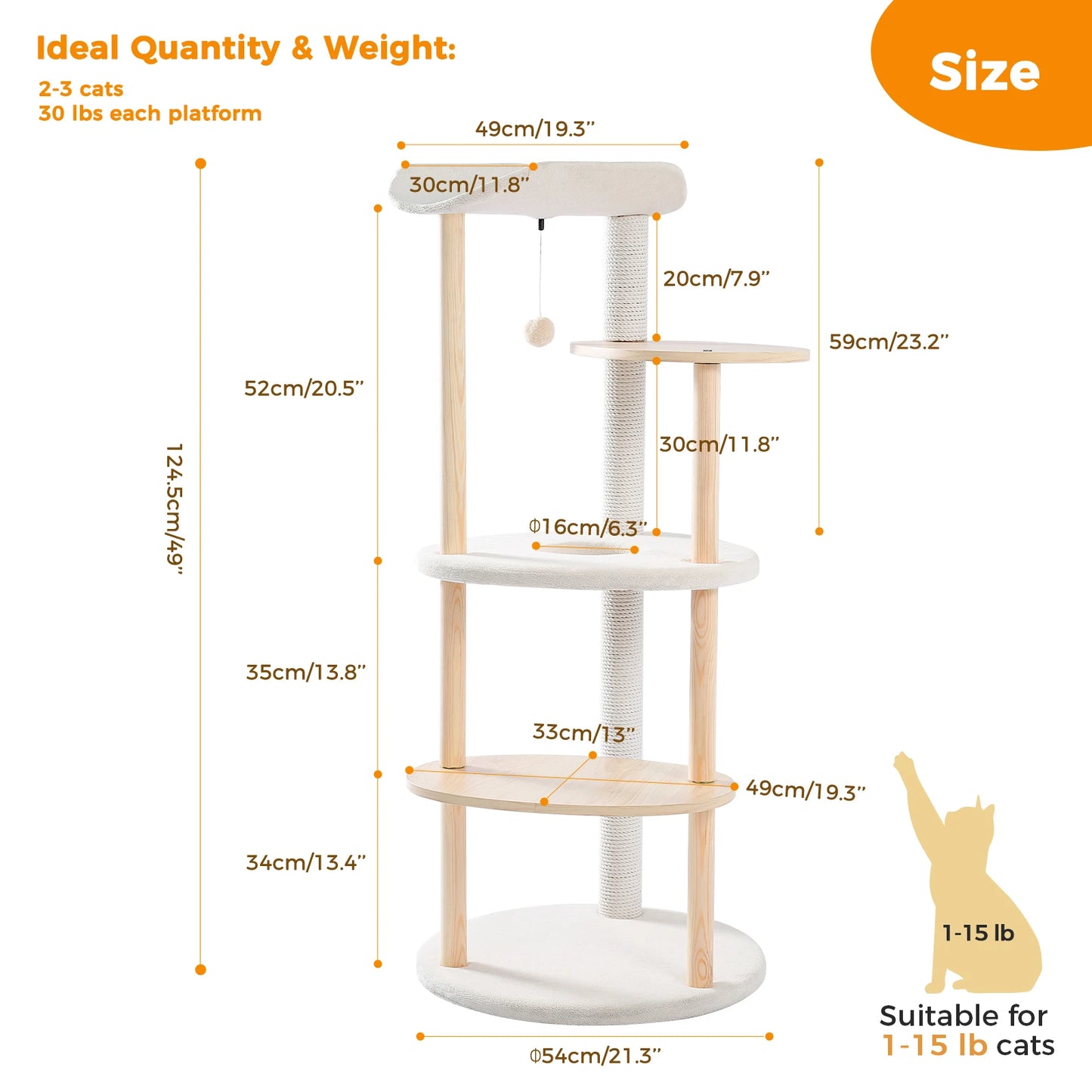 PAWZ Road Five Level Cat Tree Tower With Scratching Post