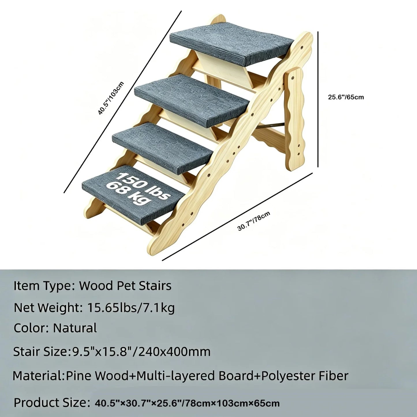 HiMISS Dog Door 2-In-1 Collapsible Wooden Dog Stairs And Ramp