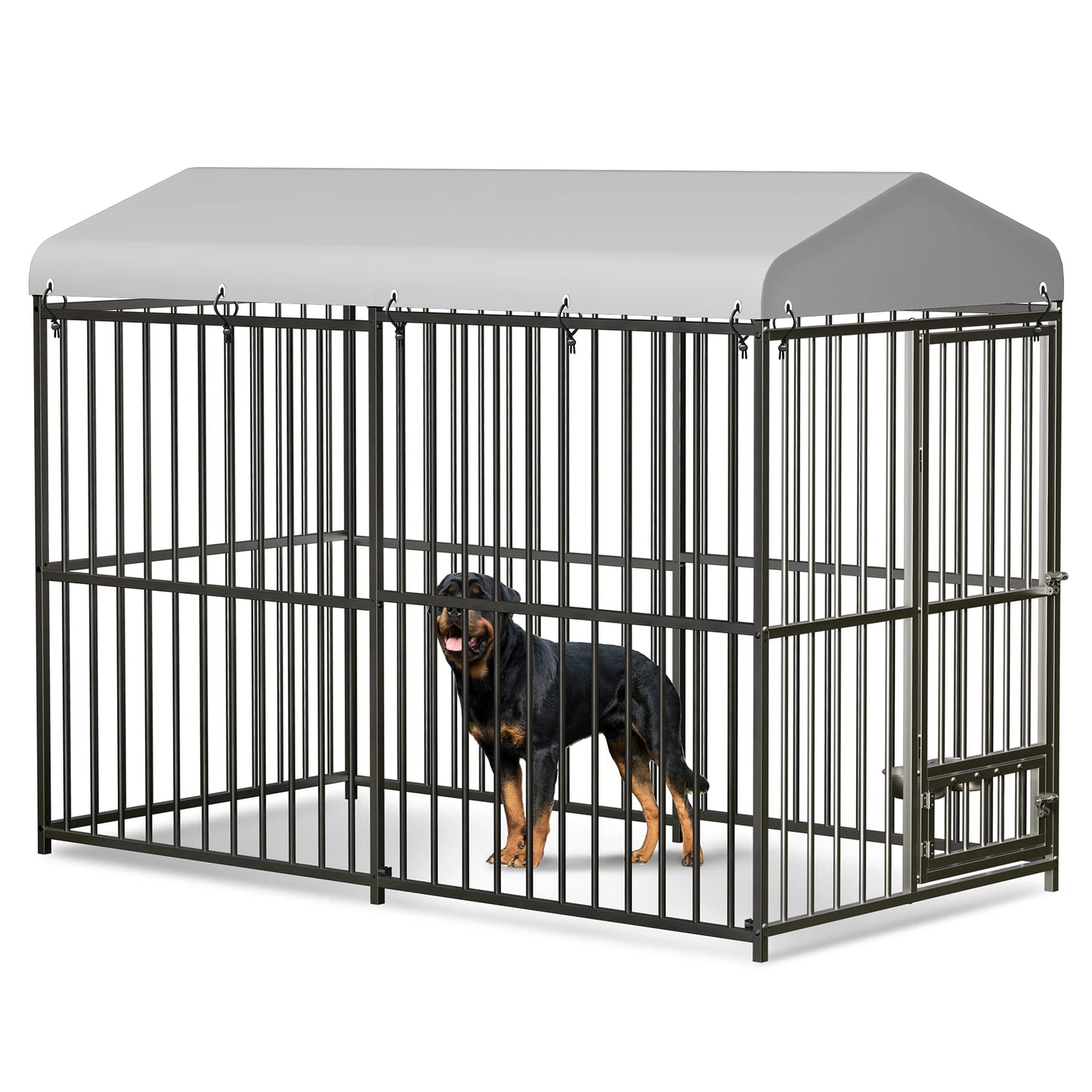 HiMISS Galvanized Metal Dog Kennel With UV Water-Resistant Cover
