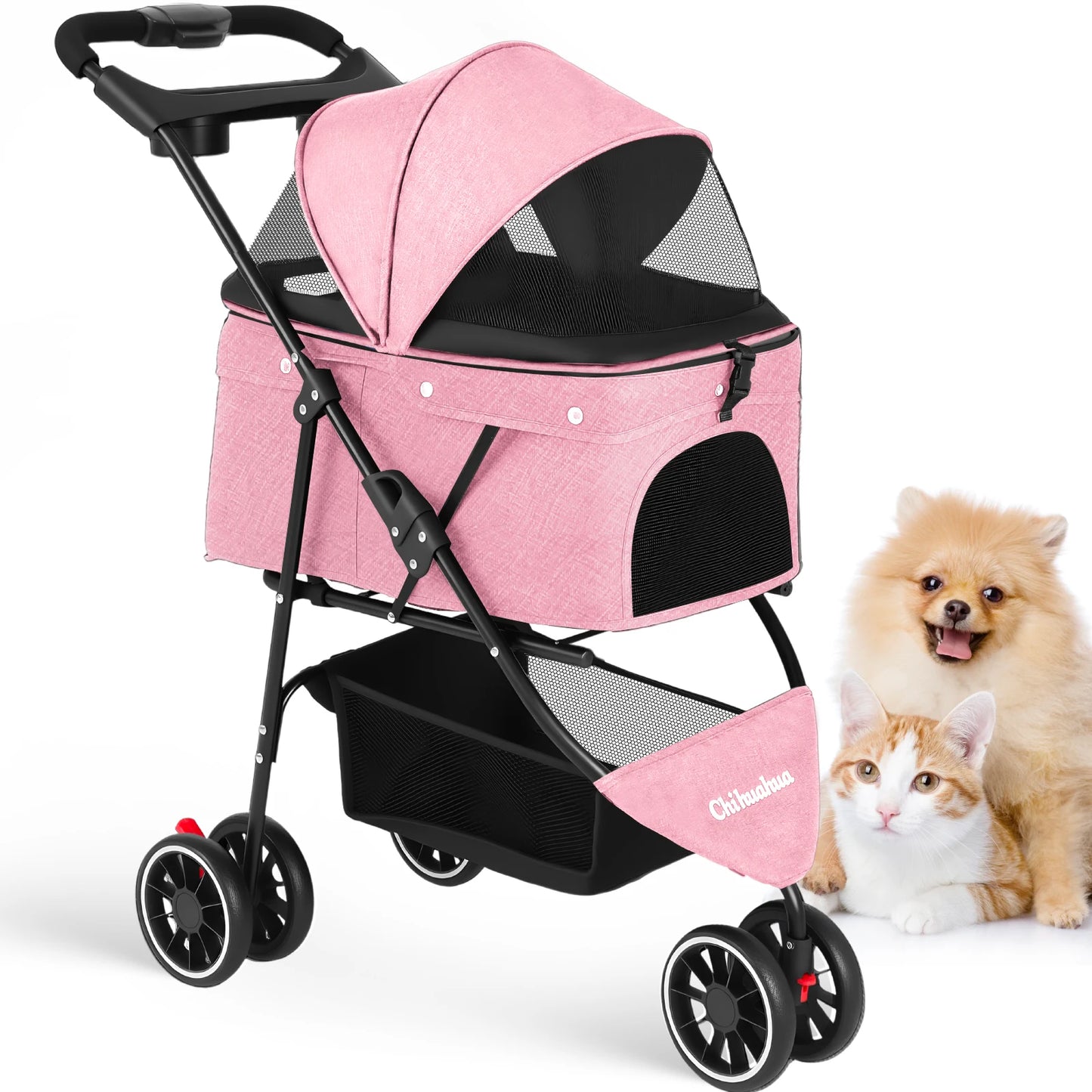 CHIHUAHUA Pet Stroller Foldable 3 Wheel Breathable Mesh Carrier