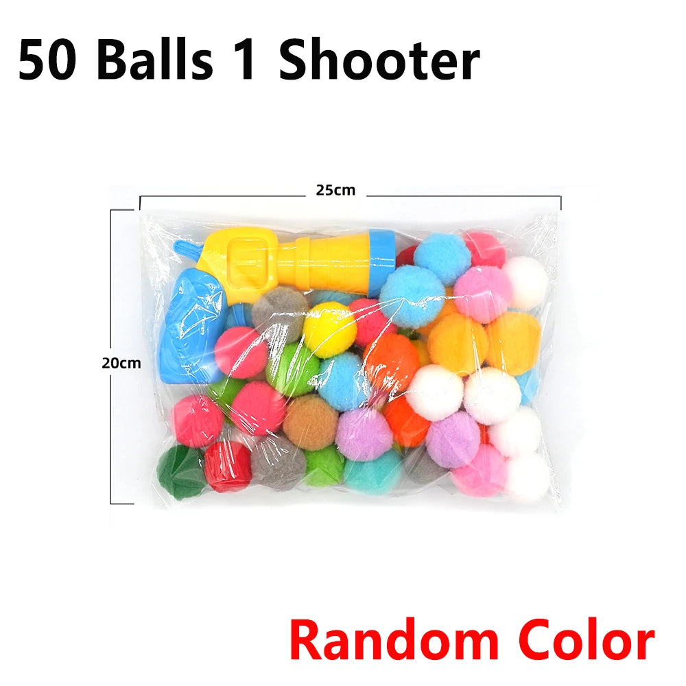 Interactive Cat Plush Ball Shooting Gun Launcher Toy