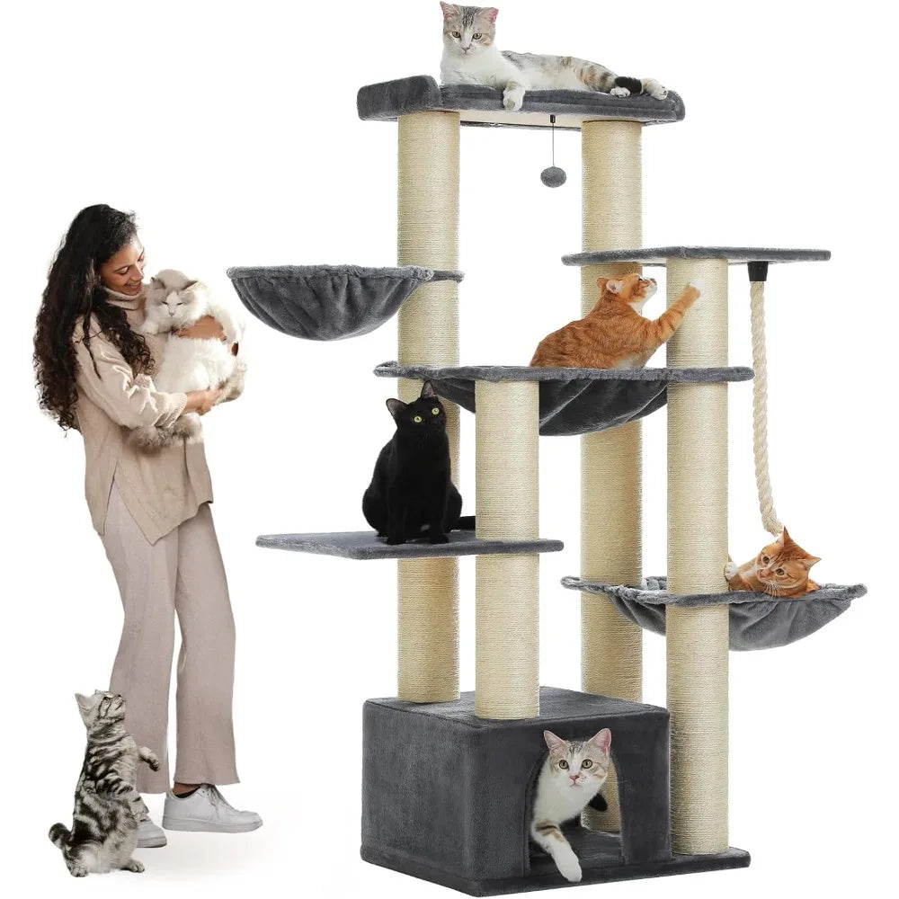 Heavy Duty Cat Tree With Cat Condo And Scratching Posts