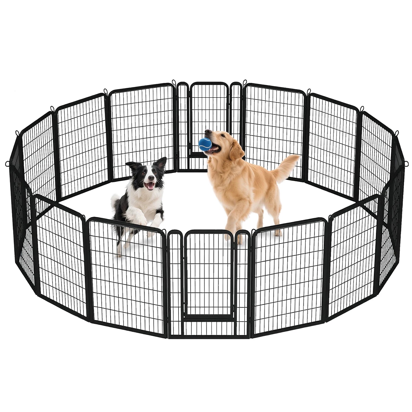 Dog Playpen With Door Foldable Metal Pet Fence Heavy Duty