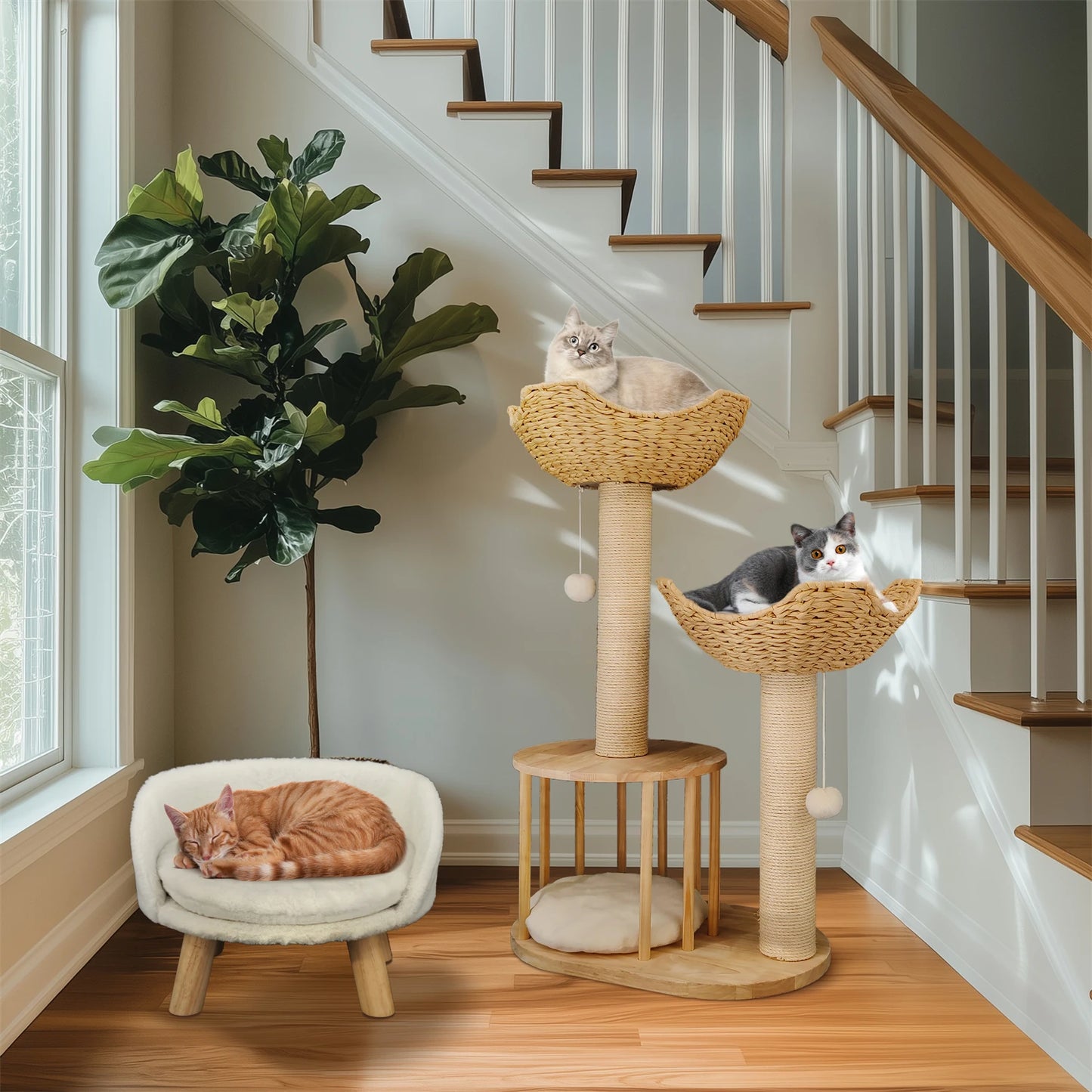 BINGOPAW Three Tier Cat Tree With Plush Cushion