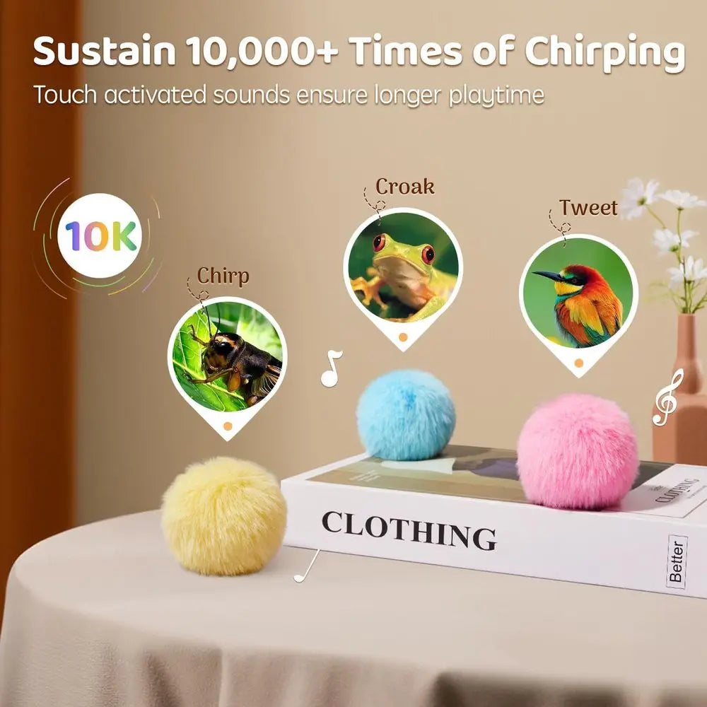 Chirping Cat Toys Balls With Catnip 3 Pack Interactive
