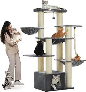 Heavy Duty Cat Tree With Cat Condo And Scratching Posts