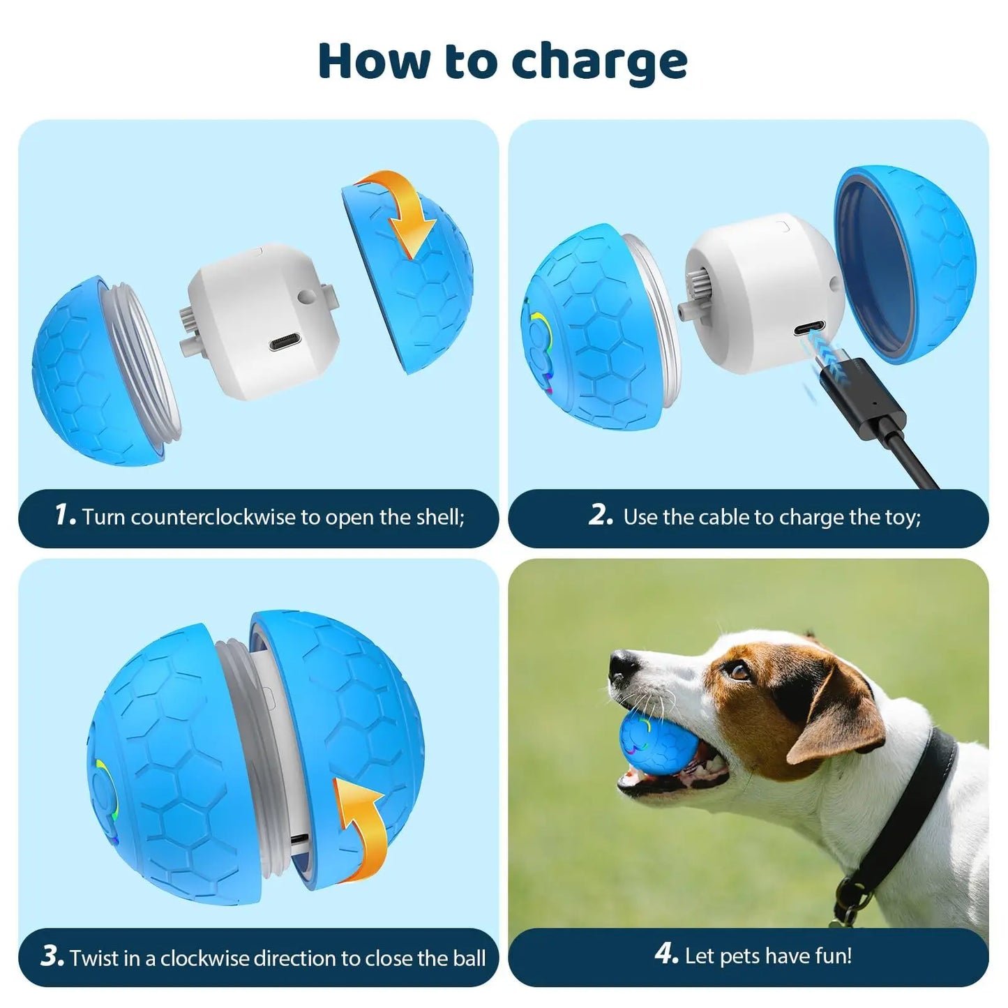 Electronic Interactive Dog Bouncing Ball With USB Charging RGB Lights
