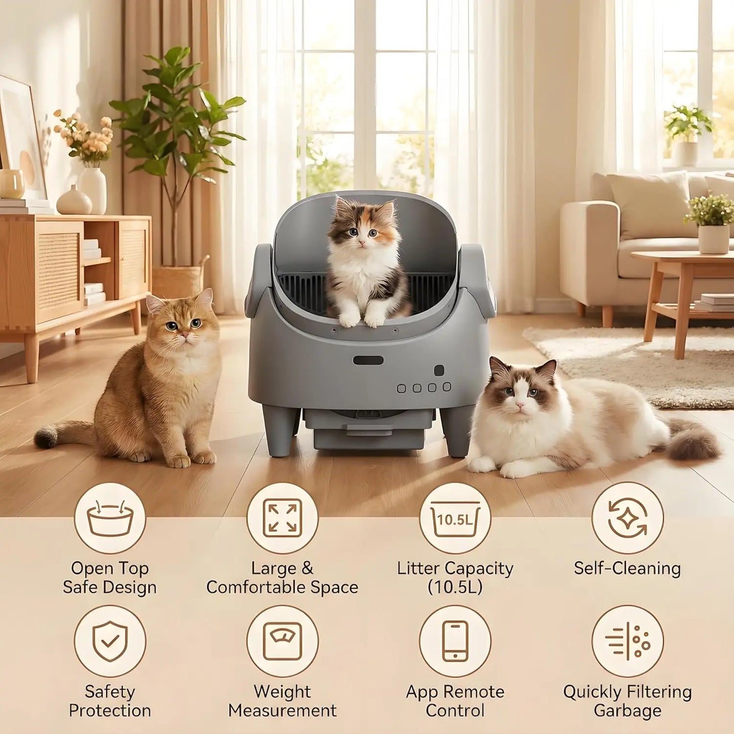 Hifiss Smart Automatic Cat Litter Box With WiFi App Control
