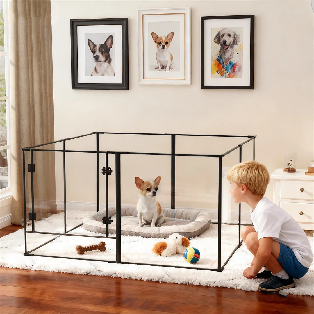 Bingopaw Acrylic Dog Playpen Indoor Exercise Fence